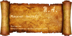 Maurer Anikó névjegykártya